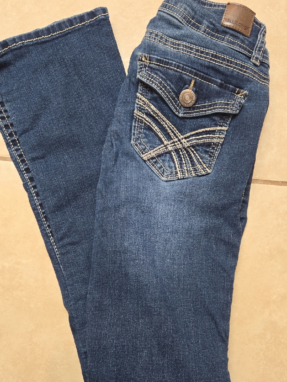 Wallflower Dark Blue Skinny Jeans with Contrast Stitching